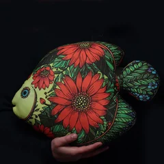 подушка - карп - маки